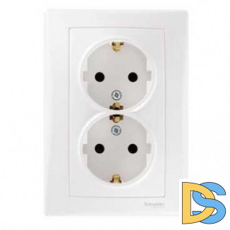 Розетка 2-ая электрическая с заземлением, Белый, серия Sedna, Schneider Electric