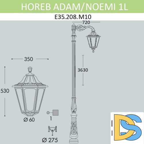 Садовый светильник Fumagalli HOREB ADAM/NOEMI 1L E35.208.M10.AXH27