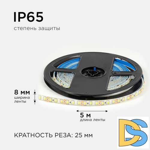 Светодиодная влагозащищенная лента Apeyron 12В 2835 9,6Вт/м 6500К 7Лм/чип 5м IP65 LSE-261