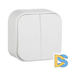 Переключатель двухклавишный на 2 направления Legrand Quteo 10A 250V белый 782206