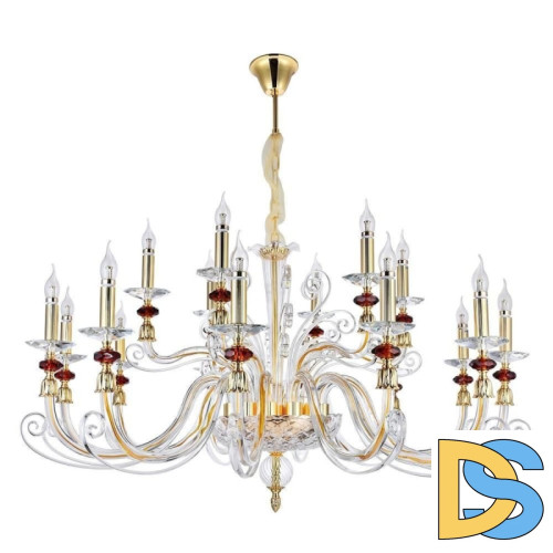 Подвесная люстра Crystal lux CATARINA SP12+6 V2 GOLD/TRANSPARENT-COGNAC