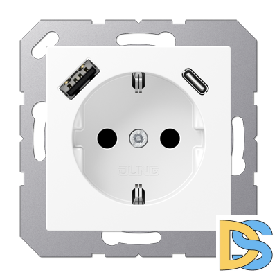 Розетка 2K+З Jung A1520-15CAWWM
