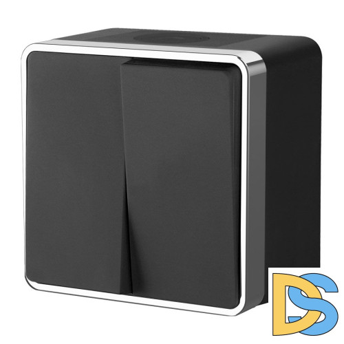 Выключатель двухклавишный Werkel влагозащищенный Gallant (черный WL15-03-02