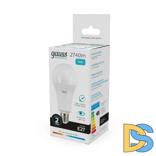 Лампа светодиодная Gauss E27 35W 4100K груша матовая 70225