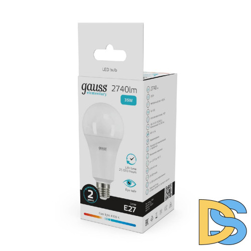 Лампа светодиодная Gauss E27 35W 4100K груша матовая 70225