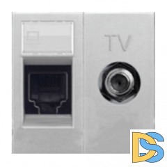 Розетка интернет RJ45 CAT5 + TV одиночная ABB Niessen Zenit Серебро