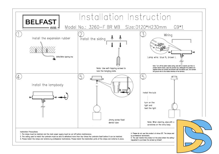 Подвесной светильник Belfast Ravenhill 3260-F BR MB