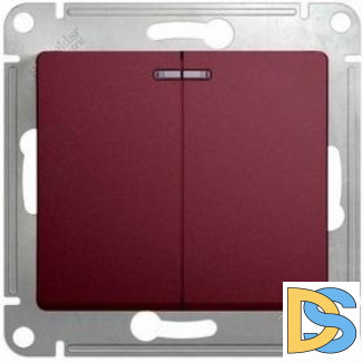 Выключатель 2-клавишный, с подсветкой, Баклажановый, серия Glossa, Schneider Electric