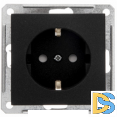 Розетка 1-ая электрическая, с заземлением и защитными шторками, Черный бархат, серия Wessen 59, Schneider Electric