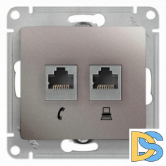 Розетка телефонная+компьютерная RJ-11/RJ-45 кат. 5e, Платина, серия Glossa, Schneider Electric