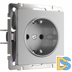 Розетка с заземлением и шторками (серебряный) W1171106