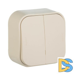 Выключатель двухклавишный Legrand Quteo 10A 250V слоновая кость 782232