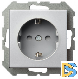 Розетка с заземлением, со шторками Epsilon алюминий