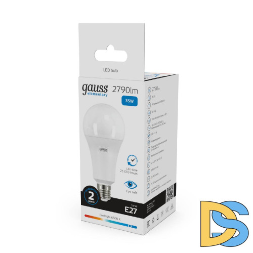 Лампа светодиодная Gauss E27 35W 6500K груша матовая 70235