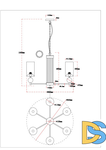 Подвесная люстра Arte Lamp Matar A4027LM-6PB