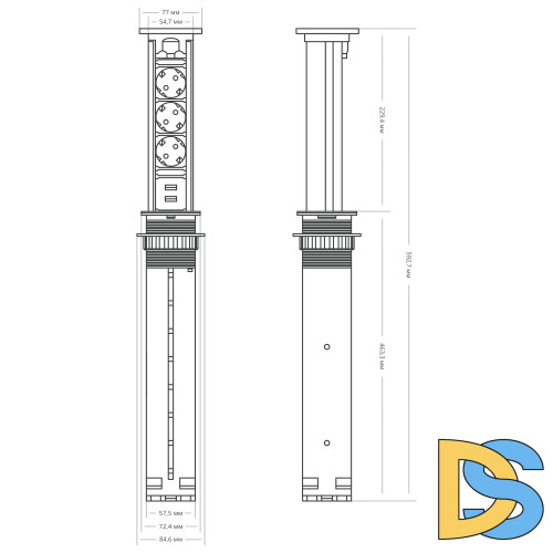 Блок розеток 105J (3 секции и 2 USB) Mebax 00-00000823