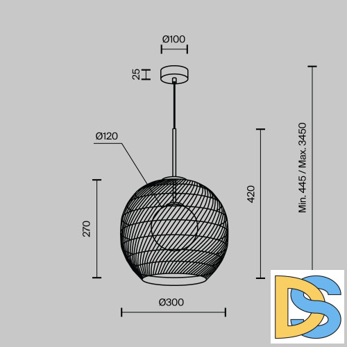 Подвесной светильник Maytoni Cane MOD204PL-01BG1