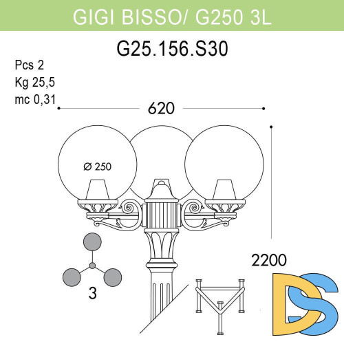 Уличный фонарь Fumagalli Gigi Bisso/G250 G25.156.S30.AXE27