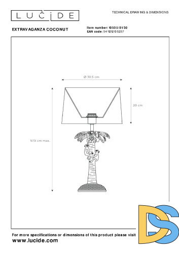 Настольная лампа Lucide Extravaganza Coconut 10505/81/30