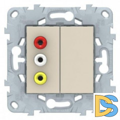 Розетка аудио/видео RCA с тремя гнездами "тюльпан", Бежевый, серия Unica New, Schneider Electric