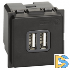 Зарядное устройство USB Стандарты А-А 3000мА 2 модуля. Btichino Living Now