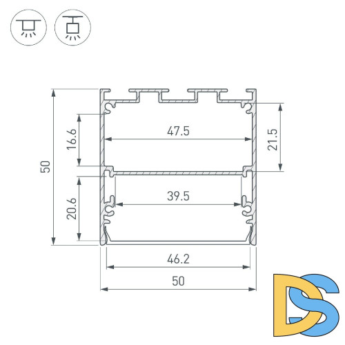 Алюминиевый профиль Arlight LINE-S-5050-2000 ANOD 041644