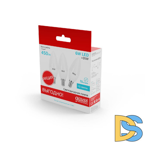 Лампа светодиодная Gauss Elementary E14 6W 4100K 33126T