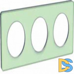 Рамка 3-ая (тройная), Зеленый лед/Алюминий, серия Odace, Schneider Electric