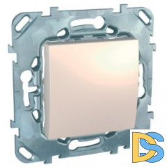 Выключатель 1-клавишный ,проходной (с двух мест), Бежевый, серия Unica, Schneider Electric