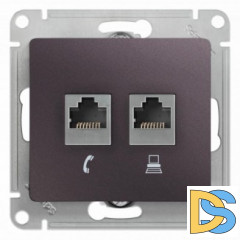 Розетка телефонная+компьютерная RJ-11/RJ-45 кат. 5e, Сиреневый туман, серия Glossa, Schneider Electric