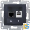 Розетка телефонная+компьютерная RJ-11/RJ-45 кат. 5e, Графит, серия Sedna, Schneider Electric