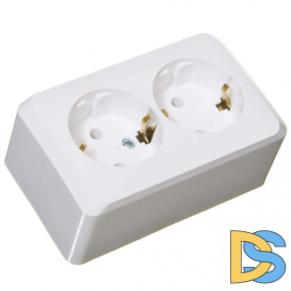 Розетка Этюд двойная c заземлением 16А белая