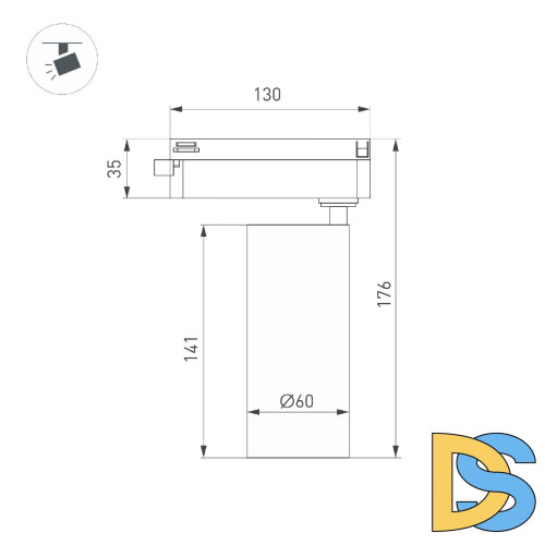 Трековый однофазный светильник Arlight LGD-GERA-2TR-R60-15W Warm3000 (BK, 36 deg, 230V) 055067
