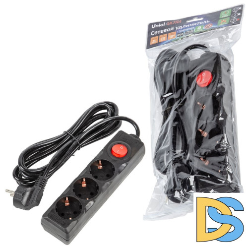 Удлинитель бытовой Uniel Ultra S-GCU3-3B BLACK UL-00010017