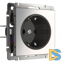 Розетка с заземлением и шторками (глянцевый никель) W1171102