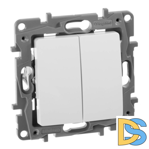 Выключатель двухклавишный Legrand Etika 10A 250V белый 672202