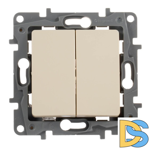 Выключатель двухклавишный Legrand Etika 10A 250V белый 672202