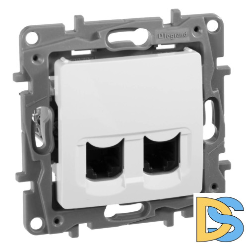 Розетка компьютерная 2хRJ45 Legrand Etika 5 кат UTP белая 672255