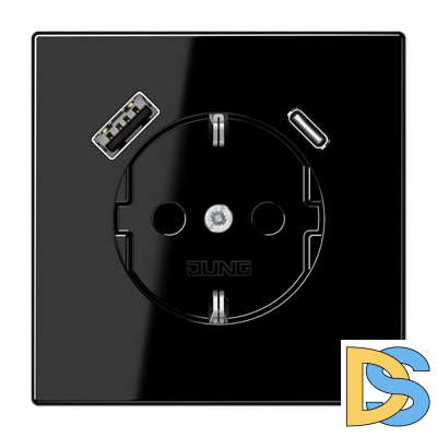 Розетка 2K+З USB Typ AC Jung LS1520-15CASW