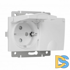 Розетка двойная влагозащ. с зазем. с защит. крышками и шторками (белый) W1172201