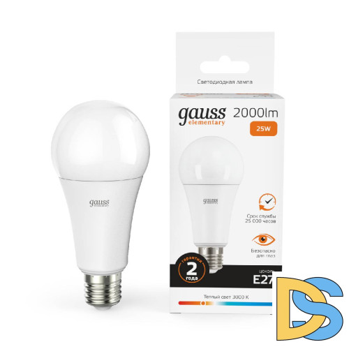 Лампа светодиодная Gauss E27 25W 3000K груша матовая 73215