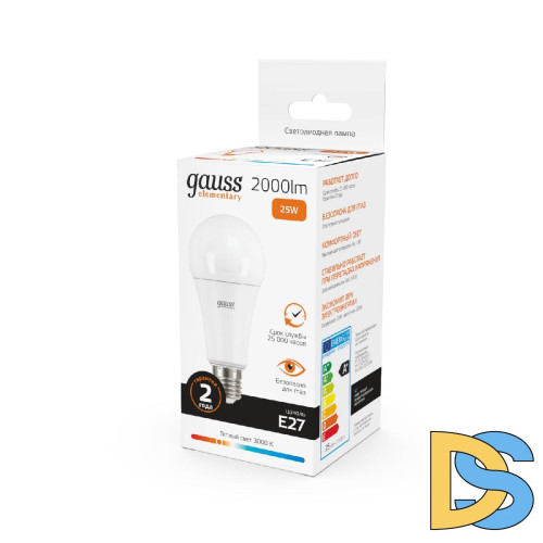 Лампа светодиодная Gauss E27 25W 3000K груша матовая 73215
