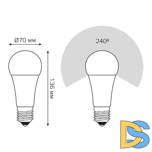 Лампа светодиодная Gauss E27 25W 3000K груша матовая 73215