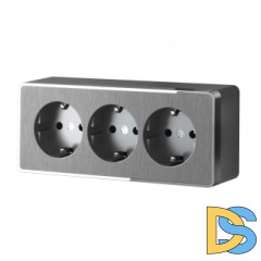 Розетка тройная с заземлением и шторками Gallant (графит рифленый) W5073104