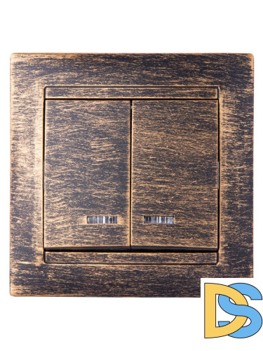 Выключатель двухклавишный с подсветкой Лама TDM Electric SQ1815-0747