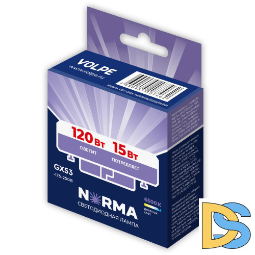 Лампа светодиодная Volpe Norma LED-GX53-15W/6500K/GX53/FR/NR UL-00011434