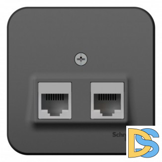 Розетка 2-ая компьютерная RJ45, кат.5E, изол. пластина Schneider Blanca Антрацит