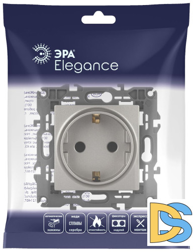 Розетка 2P+E Schuko со шторками Эра Elegance 14-2102-16 Б0065806