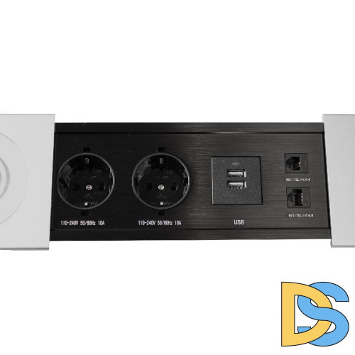 Блок розеток JX (Slide Top) (2 секции RJ-45 + 2 USB беспр.зарядка с кабелем питания) Mebax 00-00002892