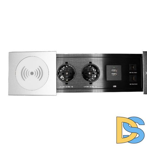 Блок розеток JX (Slide Top) (2 секции RJ-45 + 2 USB беспр.зарядка с кабелем питания) Mebax 00-00002892